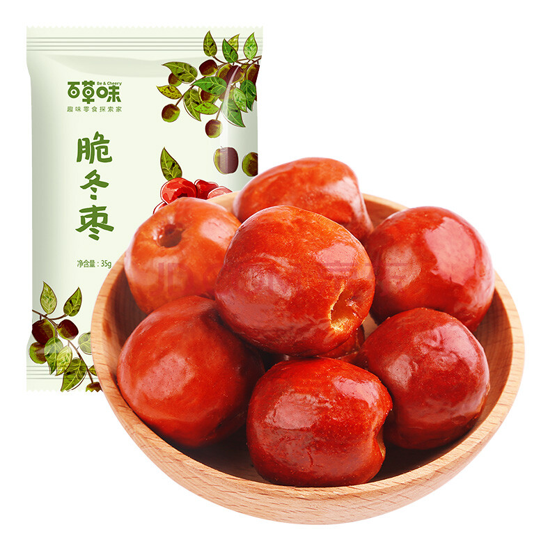 百草味 脆冬枣35g 黄骅脆冬枣 零食无核酥脆红枣干果干休闲食品