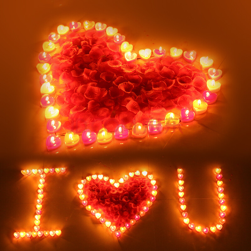 绿之源 香薰蜡烛 心形蜡烛20粒 240片花瓣 圣诞节礼物浪漫生日蜡烛