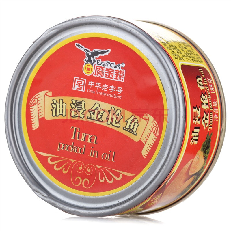 【京东超市】鹰金钱 油浸金枪鱼罐头185克/罐