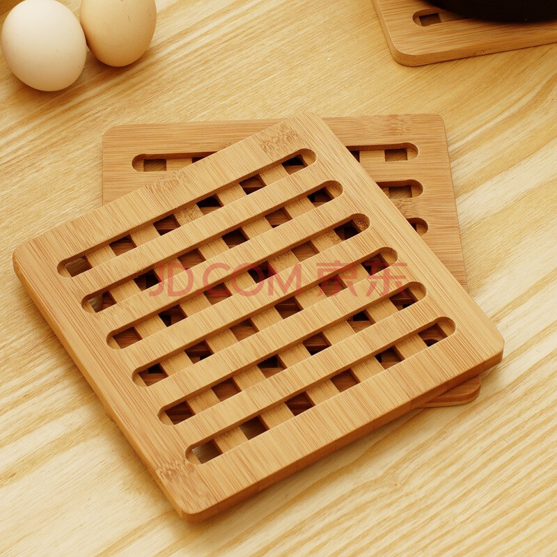 欧润哲 隔热垫 竹制方形桌面锅垫 3只装