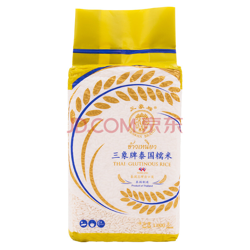泰国进口 三象牌金标泰国白糯米 1kg 五谷杂粮 黏米 粽子米 米饭伴侣