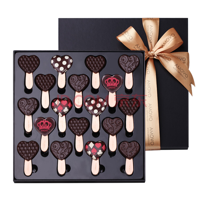 【京东超市】amovo魔吻 情人节巧克力礼盒装棒棒糖生日礼物 纯黑