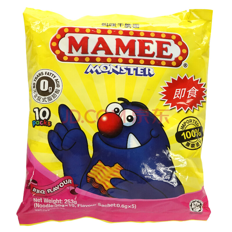 【京东超市】马来西亚进口 妈咪 mamee 方便面 家庭装烧烤味干脆面