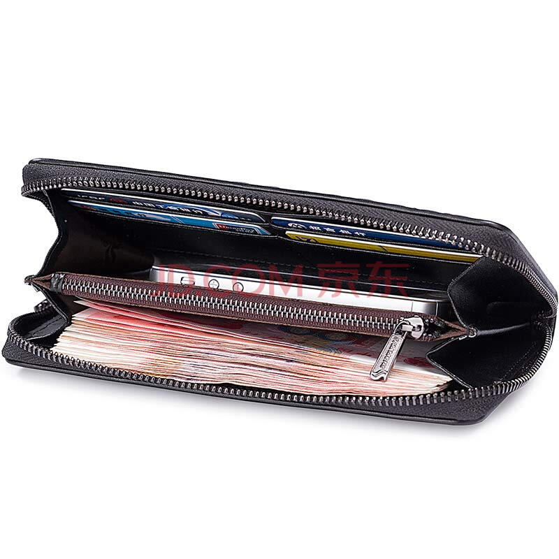 男包钱包手工编织男士长款钱包头层牛皮钱夹手包350121-01黑色