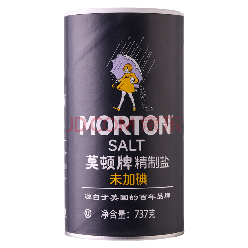 莫顿(morton) 盐 无碘精制盐(未加碘) 无碘食盐 737g