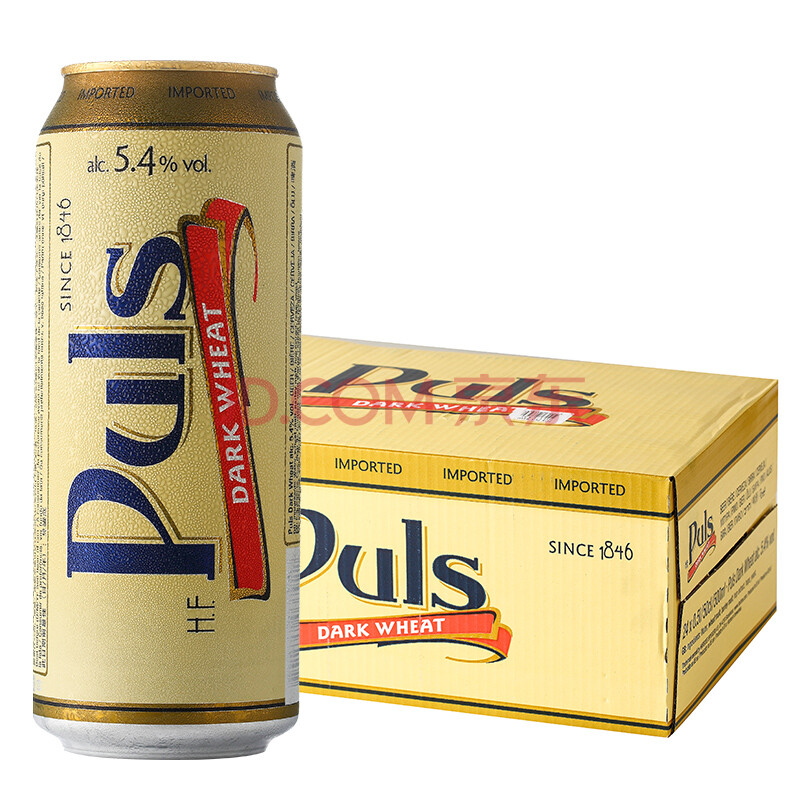 【京东超市】德国原装进口 宝乐氏(puls)小麦黑啤酒500ml*24听整箱装