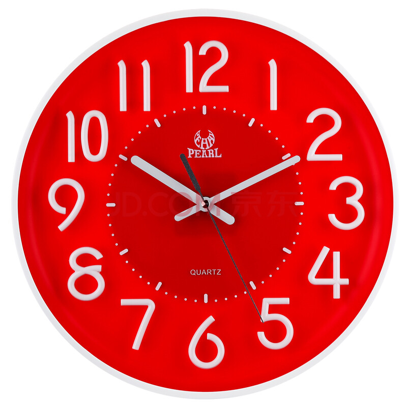 明珠星 pearl挂钟 3d卡通立体数字表盘静音扫描石英圆形挂钟pw253