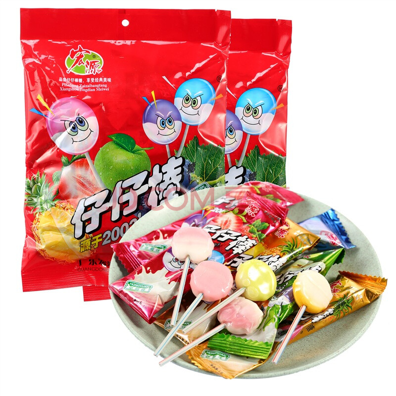 宏源 糖果巧克力 仔仔棒 棒棒糖 怀旧零食 小吃 水果味 320g*2包