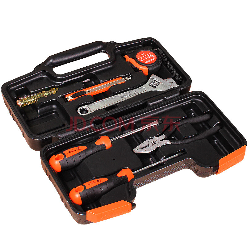 工蜂workerbee 手动工具7件套塑盒 维修工具钳子/活动扳手/测电笔