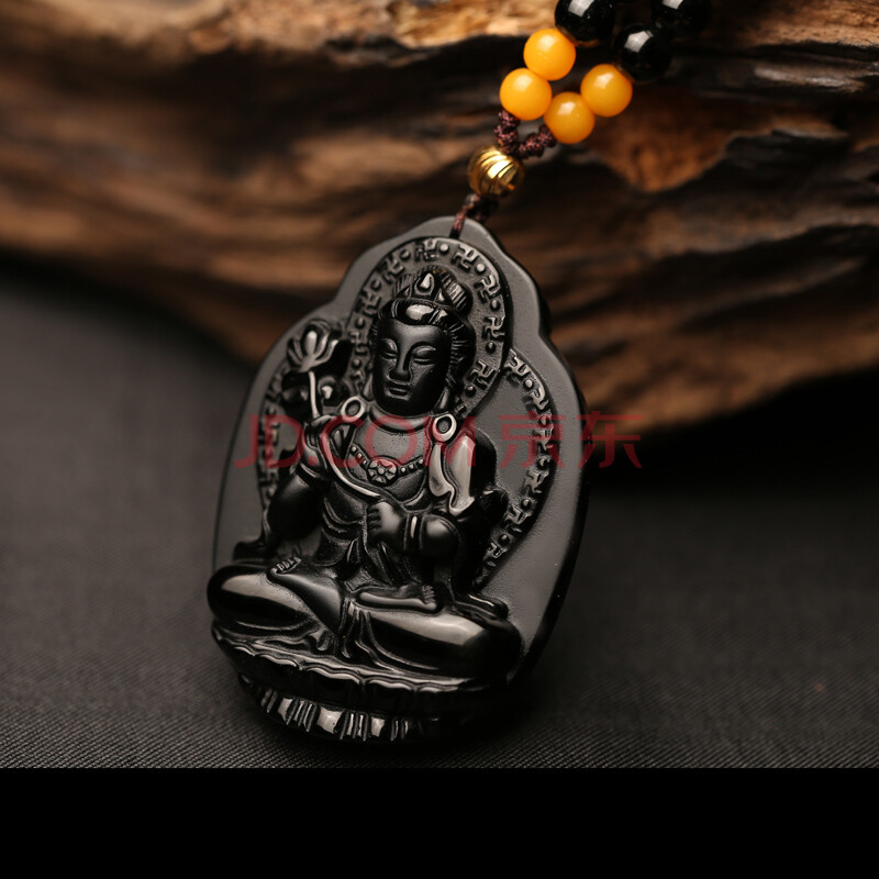 佛吊坠生肖守护神项链护身符项坠观音吉祥物女男款黑色属马大势至菩萨