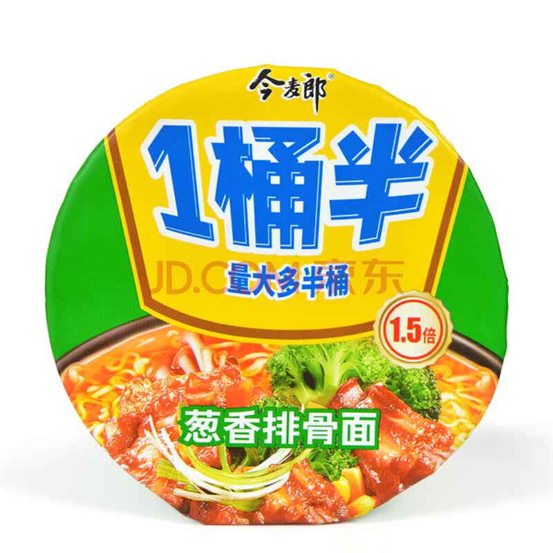 【京东超市】今麦郎 方便面 一桶半葱香排骨面 桶面 单桶装 158g