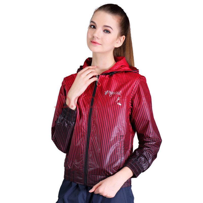 花花公子(playboy)21125001 女装时尚休闲运动风衣短外套 红色 xxl