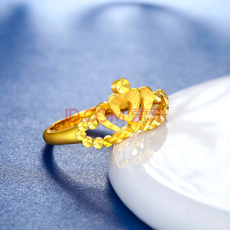 翠绿a01000021001 足金999 镂空皇冠活口黄金戒指 金重约2.76-2.96g