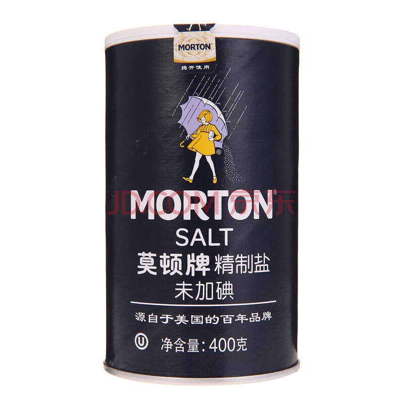 莫顿(morton)无碘盐 未加碘精制盐 400g 调味品