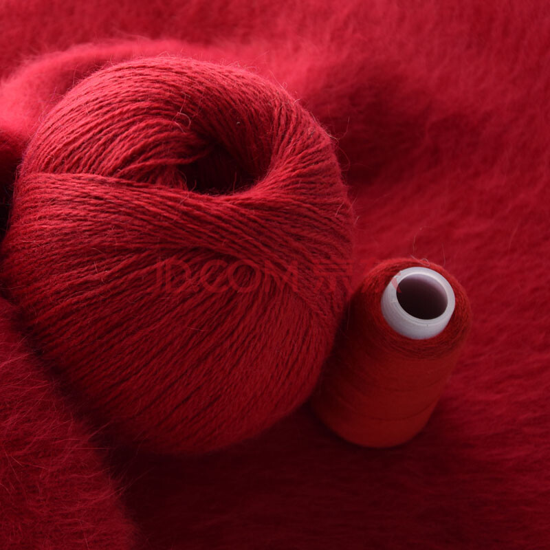 长毛毛线 14/2中粗线 手编机织均可 婴儿宝宝毛线 围巾线j05 二红色