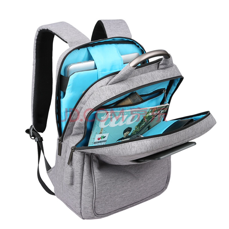 米熙mixi商务双肩背包男士多隔层笔记本电脑包外置充电接口大中学生