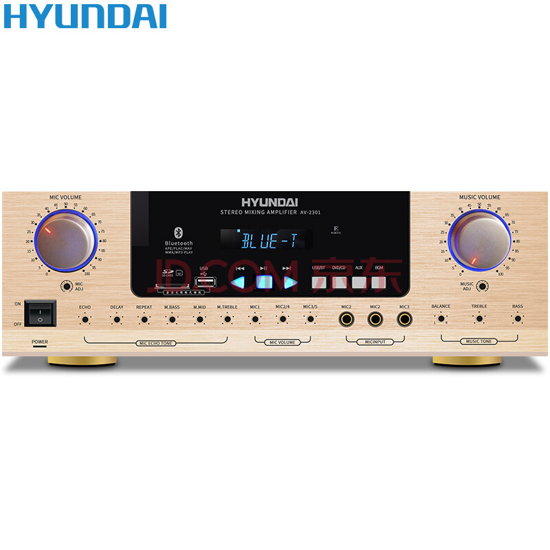 现代(hyundai)av-2301家庭影院 功放机 家用电视音响功放器 金色