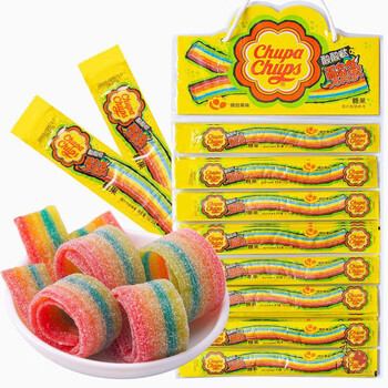 李绅 彩虹糖酸劲味 阿而卑斯珍宝珠酸条糖 长条彩虹软糖儿童水果 【20