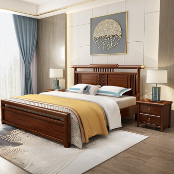 现代中式实木床金丝檀木新中式高端双人床主卧 1.