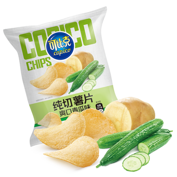 可比克纯切薯片 爽口青瓜味150g办公室休闲膨化零食