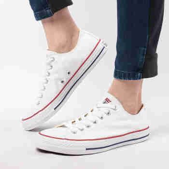 匡威（Converse）帆布鞋男鞋女鞋All Star经典常青款中性情侣款低帮休闲鞋101001 101000 白色/鞋码偏大拍小一码 41.5