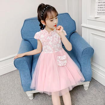 儿童裙子洋气女孩连衣裙夏季公主裙六一表演服小女孩漂亮衣服白色110