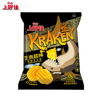 上好佳 休闲膨化零食大礼包 鲨大波浪薯片 浓郁芝士味20g*25袋