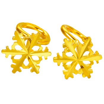 9卡通雪花金耳钉耳环 黄金耳饰女送礼 1.35-1.45克