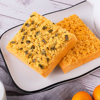 【三只松鼠_海苔肉松味吐司520g/整箱】健康零食早餐面包 海苔肉松味