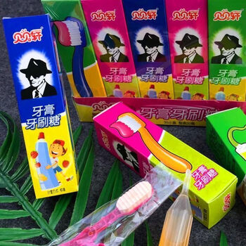 金冠牙膏牙刷糖软硬糖果混合经典休闲零食小吃 牙刷牙膏糖15支