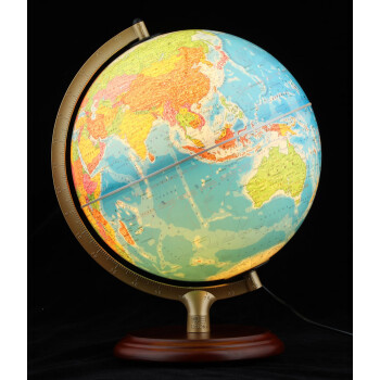 博目地球仪：32cm地形/政区中，英文灯光地球仪 LED光源 办公用品 教学研究摆件  创意礼品