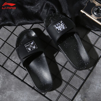 李宁(li-ning)拖鞋女鸳鸯热拖泼墨魔术贴情侣款运动凉鞋女agam014