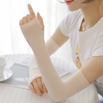 防晒袖套女夏季开车护臂手臂套冰丝薄款防晒袖子空调手套胳膊套 无指