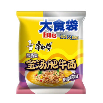 康师傅 大食袋big金汤肥牛24袋装方便面速食夜宵泡面箱装 24袋【金汤