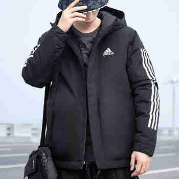 阿迪达斯（adidas）棉服男冬季新款运动休闲棉外套三条纹连帽防风保暖棉夹克 IP2537/店长推荐 S 175/92A