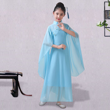 服女大童中国风气质飘逸琵琶二胡表演服儿童古典舞蹈六一演出服装t 天