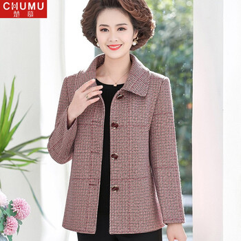 楚慕 中年人妈妈装春秋装外套洋气时尚新款格子女士衣服春秋季中老年