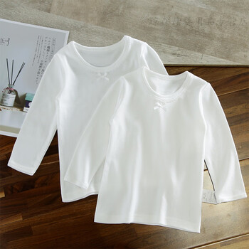 纯白t恤儿童男童女童宝宝纯白色长袖t恤幼儿园儿童打底衫春秋衣睡衣