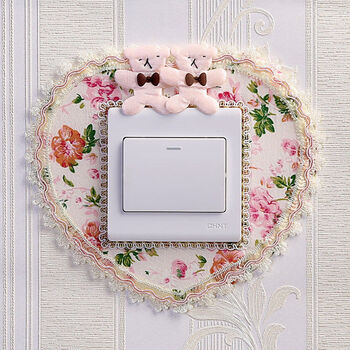 开关贴墙贴开关套保护罩开关装饰贴布艺创意插座套插板贴 4个蝴蝶结款