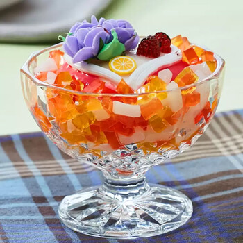 开元 玻璃雪糕杯玻璃杯玻璃碗奶昔冷饮雪糕杯子冰淇淋杯 冰淇淋描金