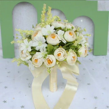 逐一(zyikm)新娘手捧花欧式小玫瑰婚纱拍照结婚新款粉红白仿真韩式