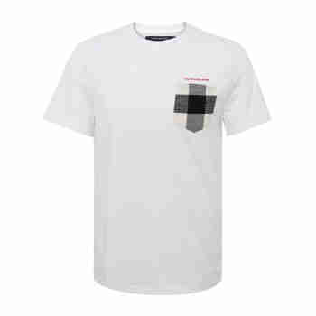 卡-尔文·克莱恩（Calvin Klein）T恤 男印花圆领短袖男 修身透气潮牌T恤 B0 Brilliant white 白色 S 偏大一码