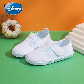 迪士尼(disney)幼儿园小白鞋童学生帆布鞋白球鞋儿童白布鞋童白色室内