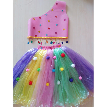 环保时装秀手工制作六一儿童环保演出服装无纺布塑料袋手工制作衣服时