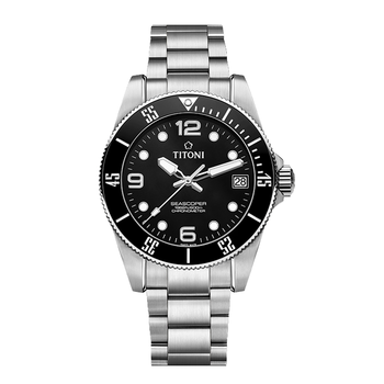 梅花(titoni)瑞士手表 海洋探索系列 42mm机械潜水表男士手表83600-s