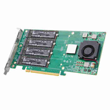 芯梦达PCIe3.0 X16转4口M.2 NVMe固态硬盘扩展卡RAID转接卡PLX8747主控卡 单面4口附带大散热片(仅支持全高) PCIe3.0X16转4口M.2NVME转接卡