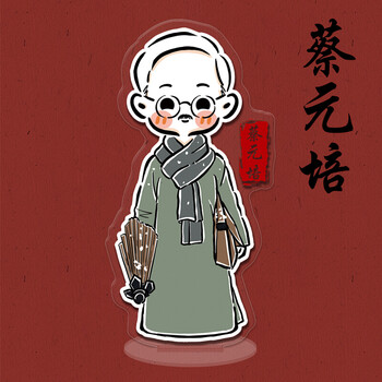 年代周边 陈延年陈乔年鲁迅陈独秀卡通双面透明书桌面立摆件 蔡元培