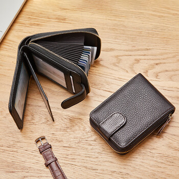 波斯丹顿头层牛皮卡包男士多卡位卡套银行卡包男零钱包男风琴卡包送