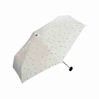 WPC日本品牌防UV紫外线五折遮阳伞小巧时尚折叠 精致便携晴雨两用伞 五折伞-小星星 米白色
