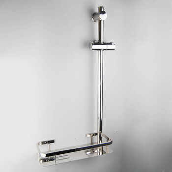 花洒升降杆支架免打孔304不锈钢淋浴喷头固定座免钉配件器底座 亮304